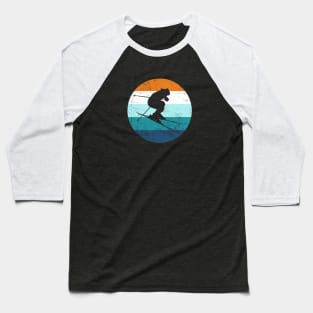 Vintage Skier Silhouette Baseball T-Shirt